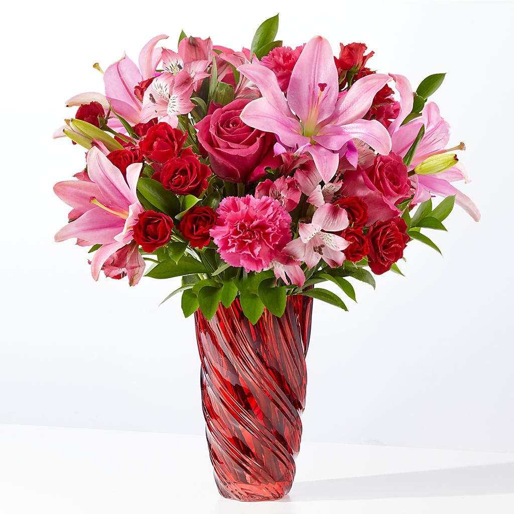In Love Bouquet with Luxe Swirl Vase – Fleuriste Lily-rose, Magog PQ