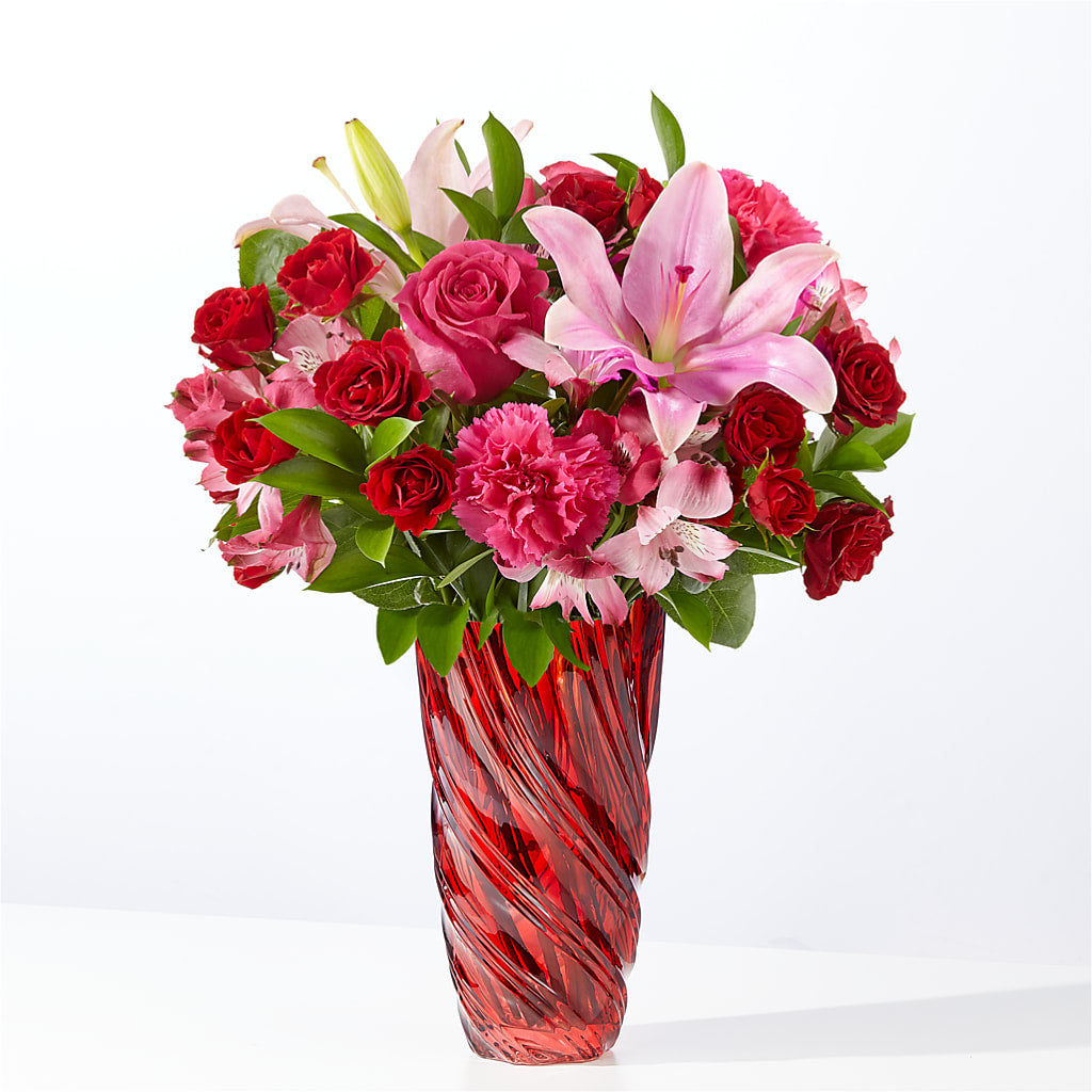 In Love Bouquet with Luxe Swirl Vase – Fleuriste Lily-rose, Magog PQ
