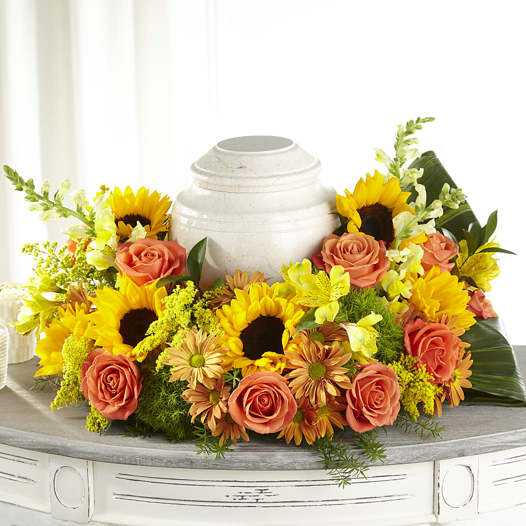 Faithful Sunflower Cremation Adornment – Fleuriste Lily-rose, Magog PQ