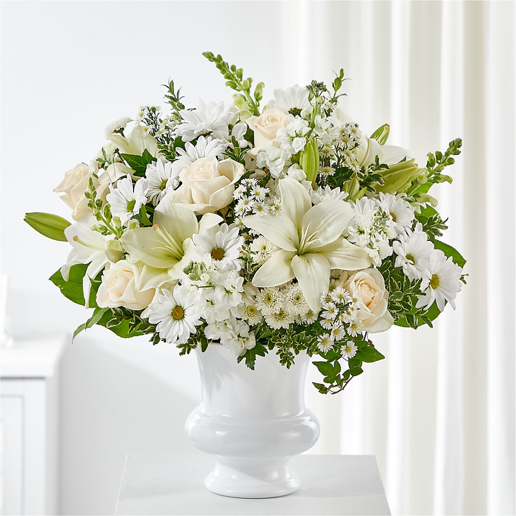 Uplifting Urn Arrangement – Fleuriste Lily-rose, Magog PQ