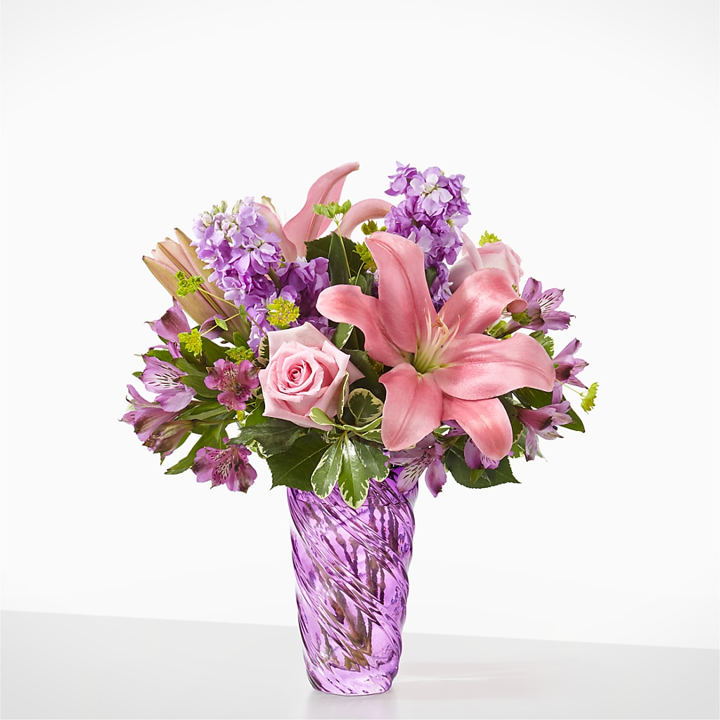 Precious Petals Bouquet with Luxe Swirl Vase – Fleuriste Lily-rose, Magog PQ