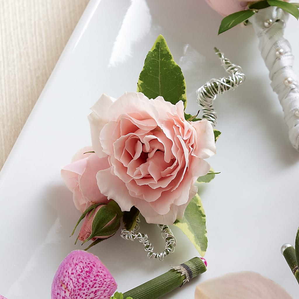 Pink Spray Rose Boutonniere – Fleuriste Lily-rose, Magog PQ