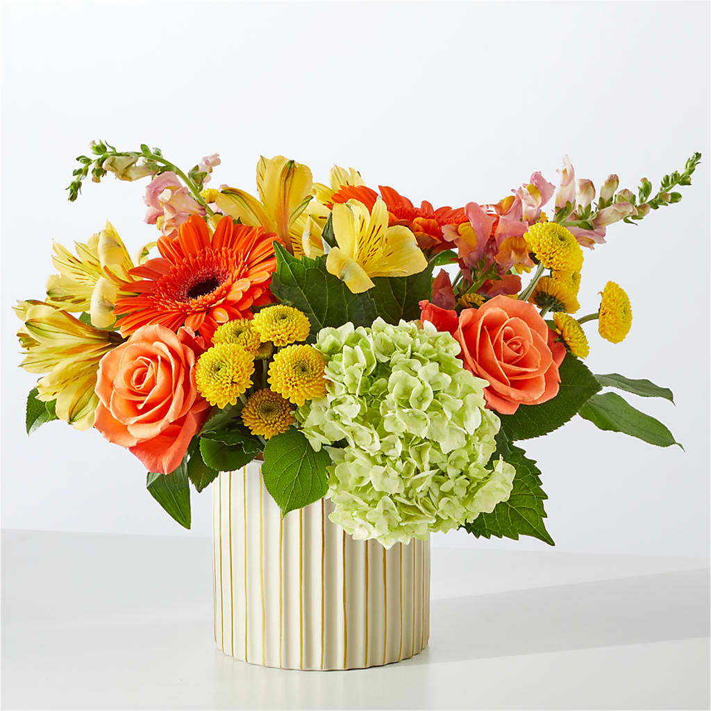 Autumn Sunshine Bouquet with Ivory Vase –  Fleuriste Lily-rose, Magog PQ