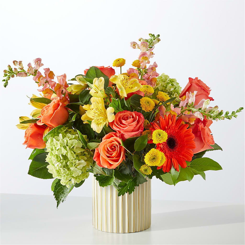 Autumn Sunshine Bouquet with Ivory Vase –  Fleuriste Lily-rose, Magog PQ