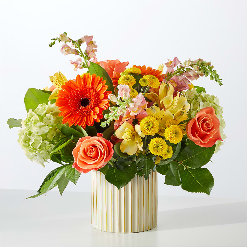 Autumn Sunshine Bouquet with Ivory Vase –  Fleuriste Lily-rose, Magog PQ