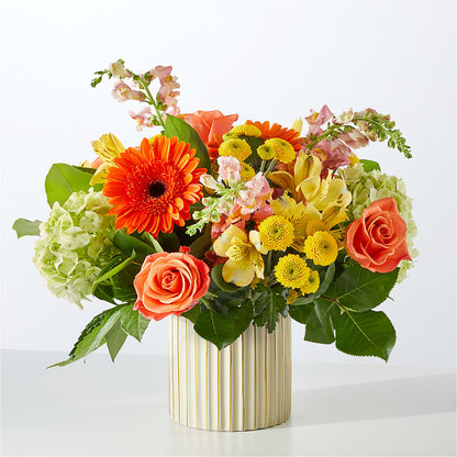 Autumn Sunshine Bouquet with Ivory Vase –  Fleuriste Lily-rose, Magog PQ