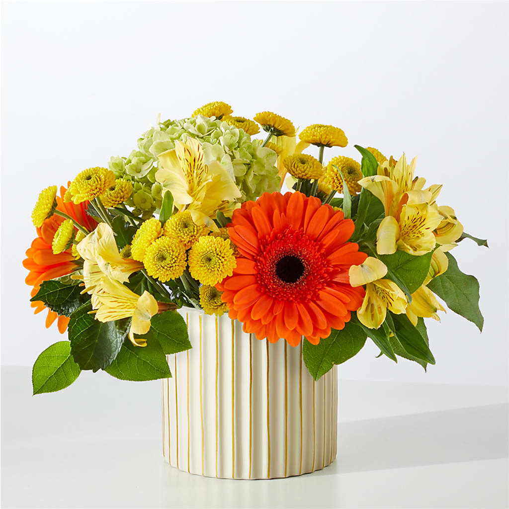 Autumn Sunshine Bouquet with Ivory Vase –  Fleuriste Lily-rose, Magog PQ