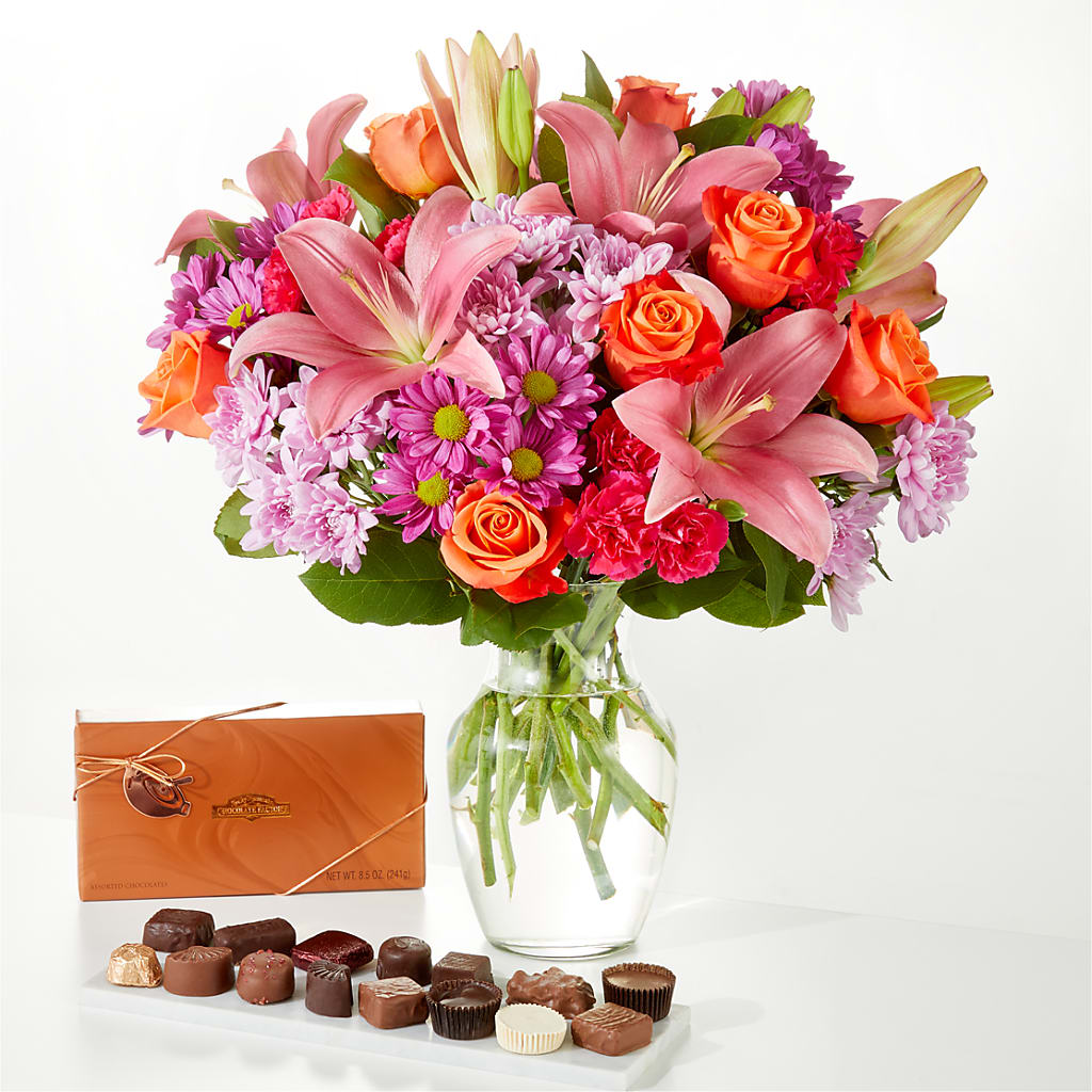 Bouquet One and Only et coffret chocolat