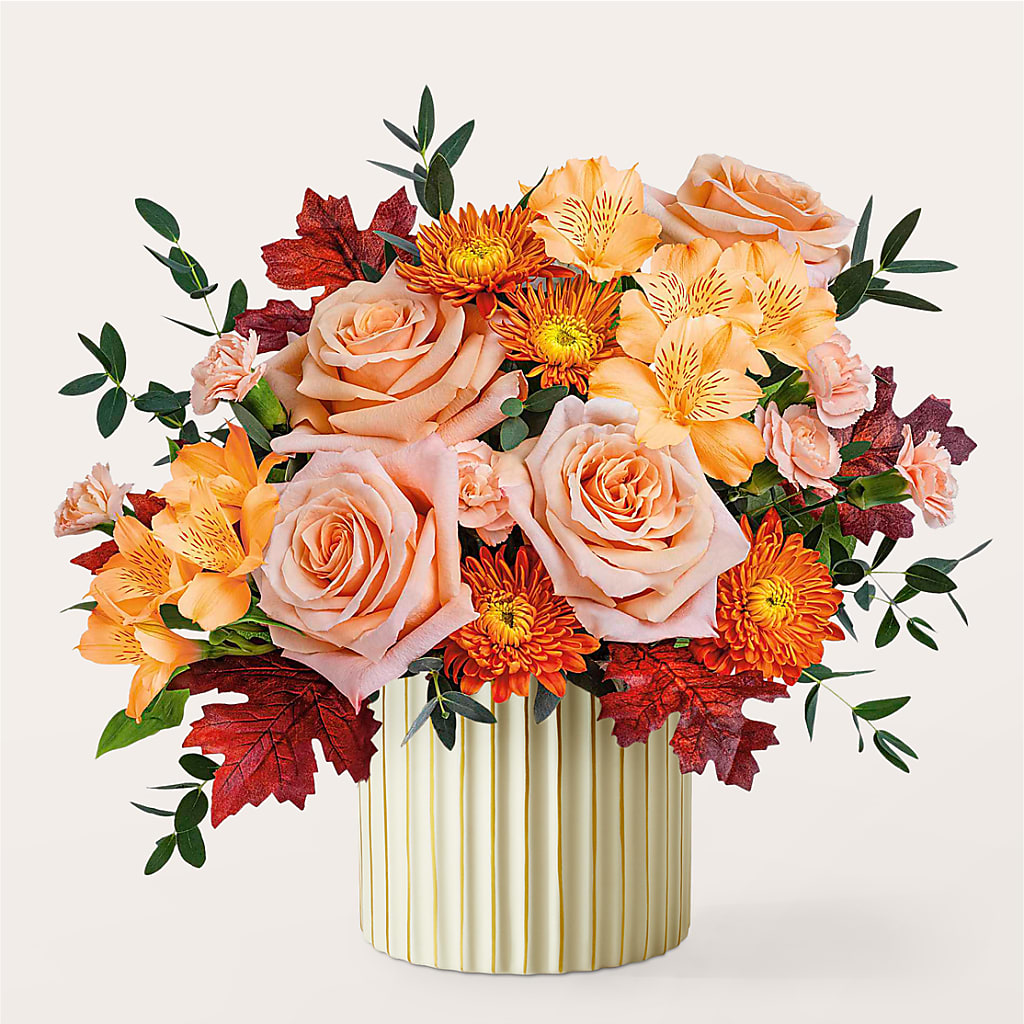 Spiced Latte Bouquet with Ivory Vase –  Fleuriste Lily-rose, Magog PQ