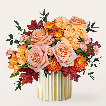 Spiced Latte Bouquet with Ivory Vase –  Fleuriste Lily-rose, Magog PQ
