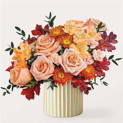 Spiced Latte Bouquet with Ivory Vase –  Fleuriste Lily-rose, Magog PQ