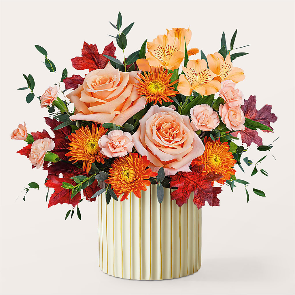 Spiced Latte Bouquet with Ivory Vase –  Fleuriste Lily-rose, Magog PQ