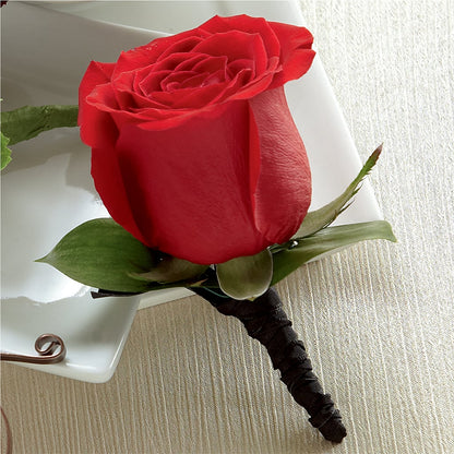 Red Rose Boutonniere –  Fleuriste Lily-rose, Magog PQ